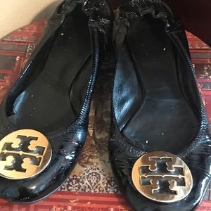 Tory Burch Flats, Black with Gold Emblem